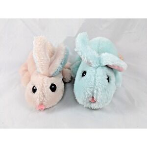 Animal Fair Pink Green Rabbit Plush Bunny Lot of 2 Stuffed Animal toy